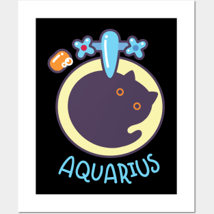 Funny Aquarius Cat Horoscope Tshirt - Astrology and Zodiac Gift Ideas! Posters and Art